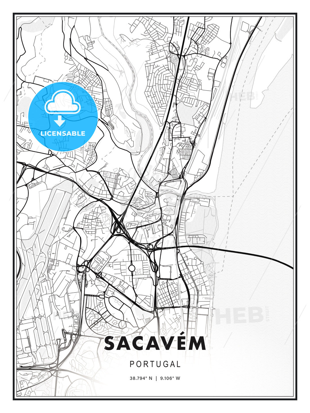 Sacavém, Portugal, Modern Print Template in Various Formats - HEBSTREITS Sketches