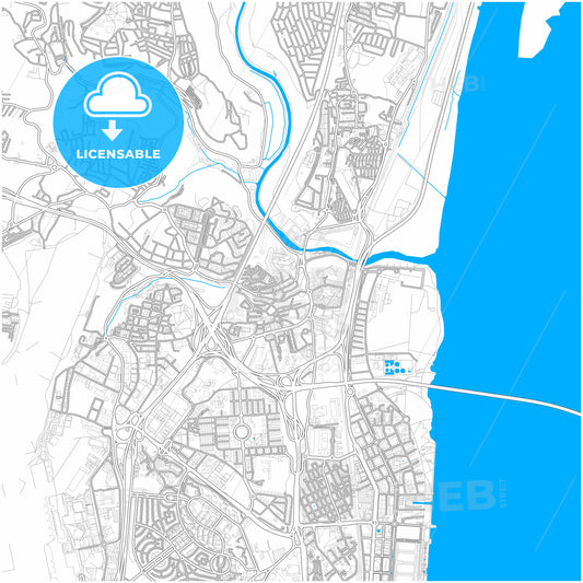 Sacavém, Lisbon, Portugal, city map with high quality roads.