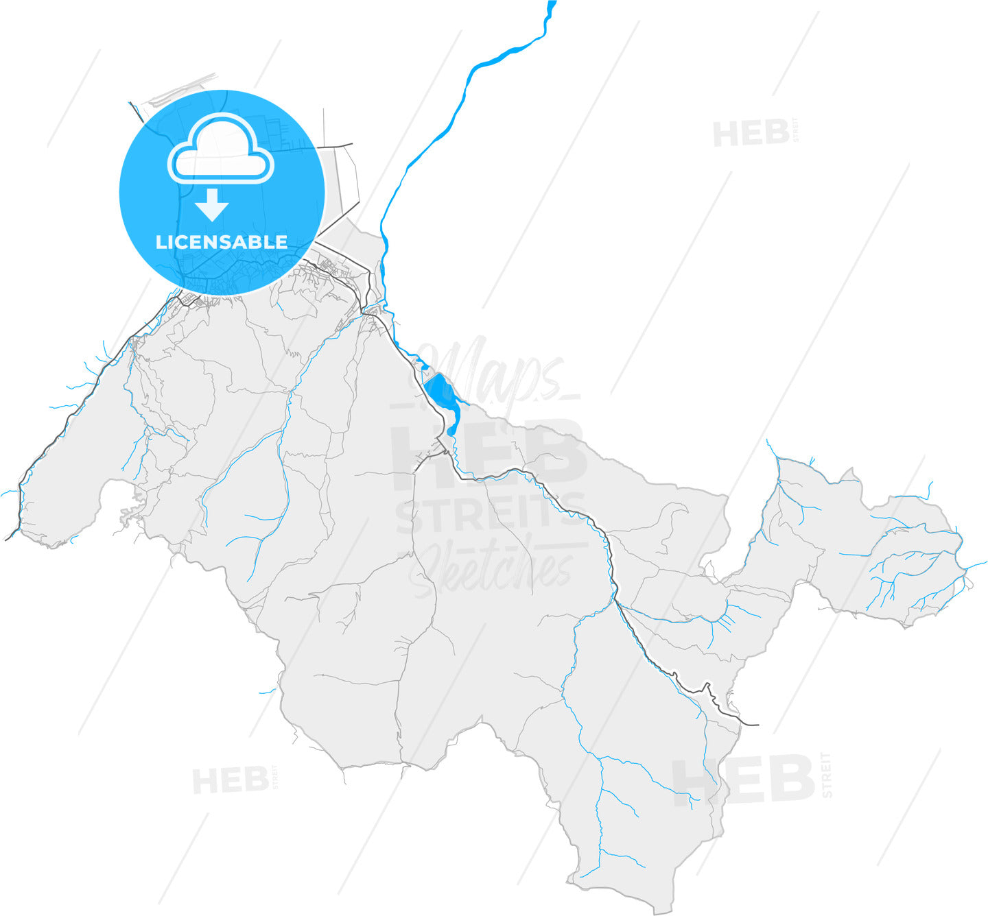 Săcele, Brașov, Romania, high quality vector map