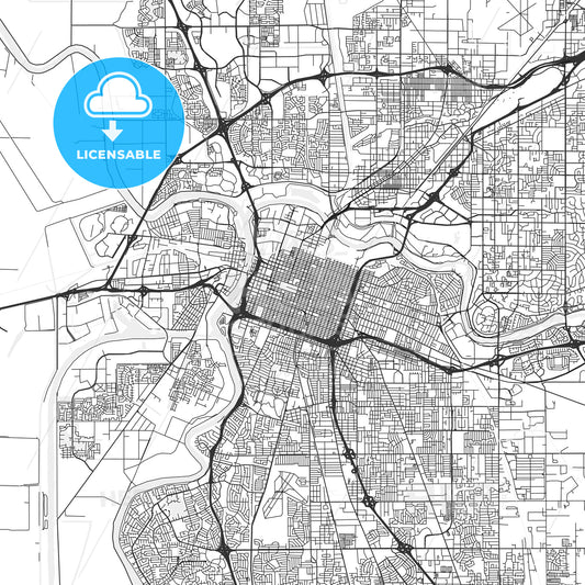 Sacramento, California - Area Map - Light