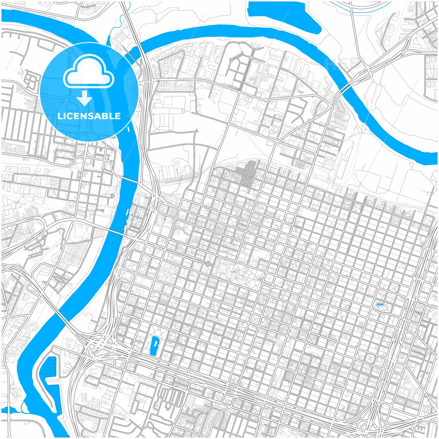 Sacramento, California, United States, city map with high quality roads.