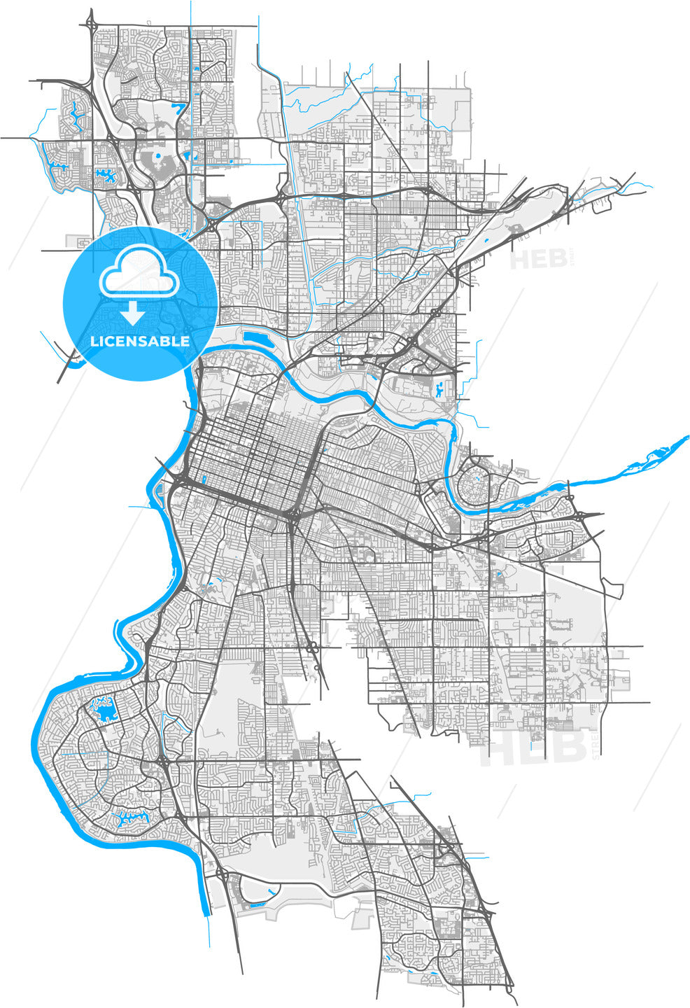 Sacramento, California, United States, high quality vector map