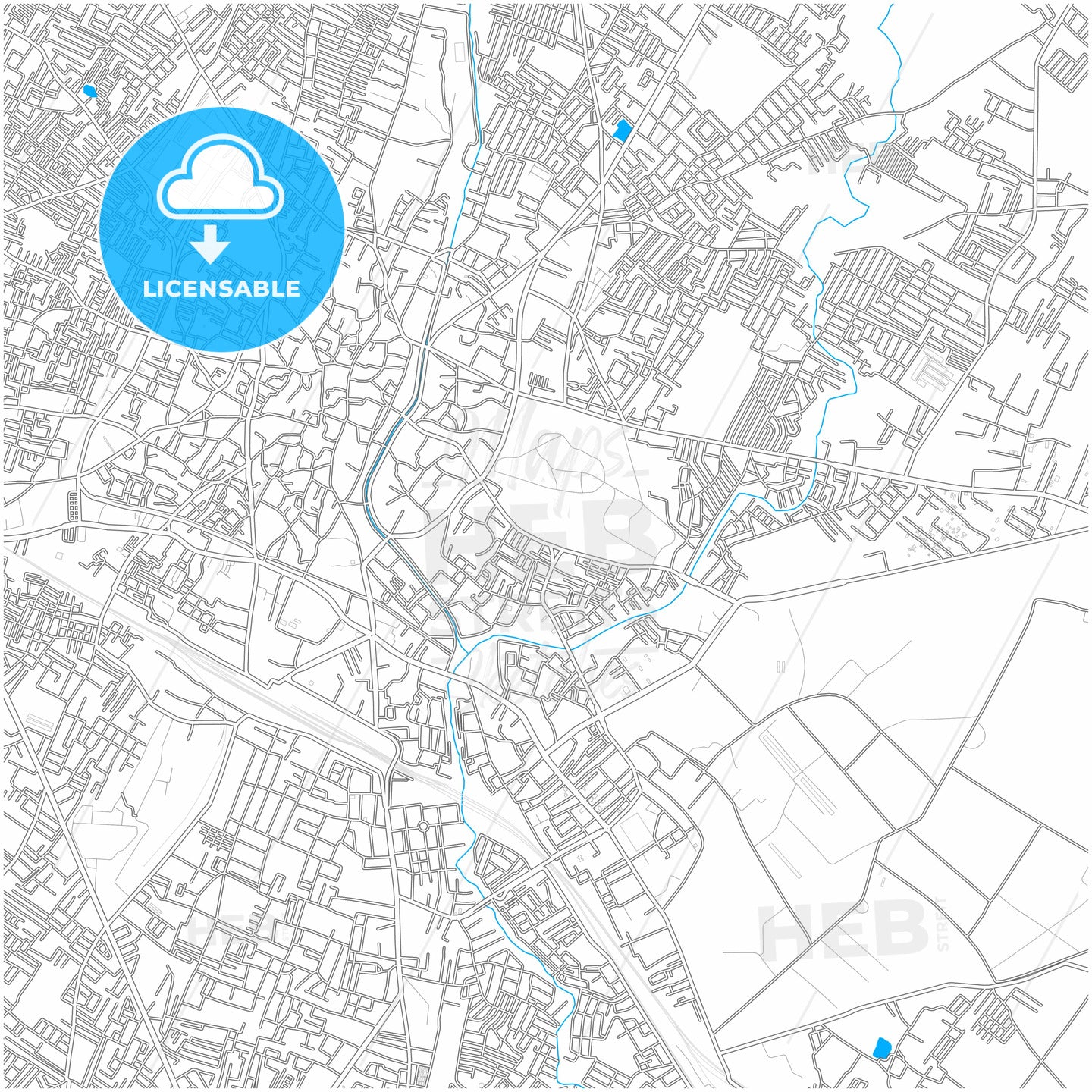 Saharanpur, Uttar Pradesh, India, city map with high quality roads.