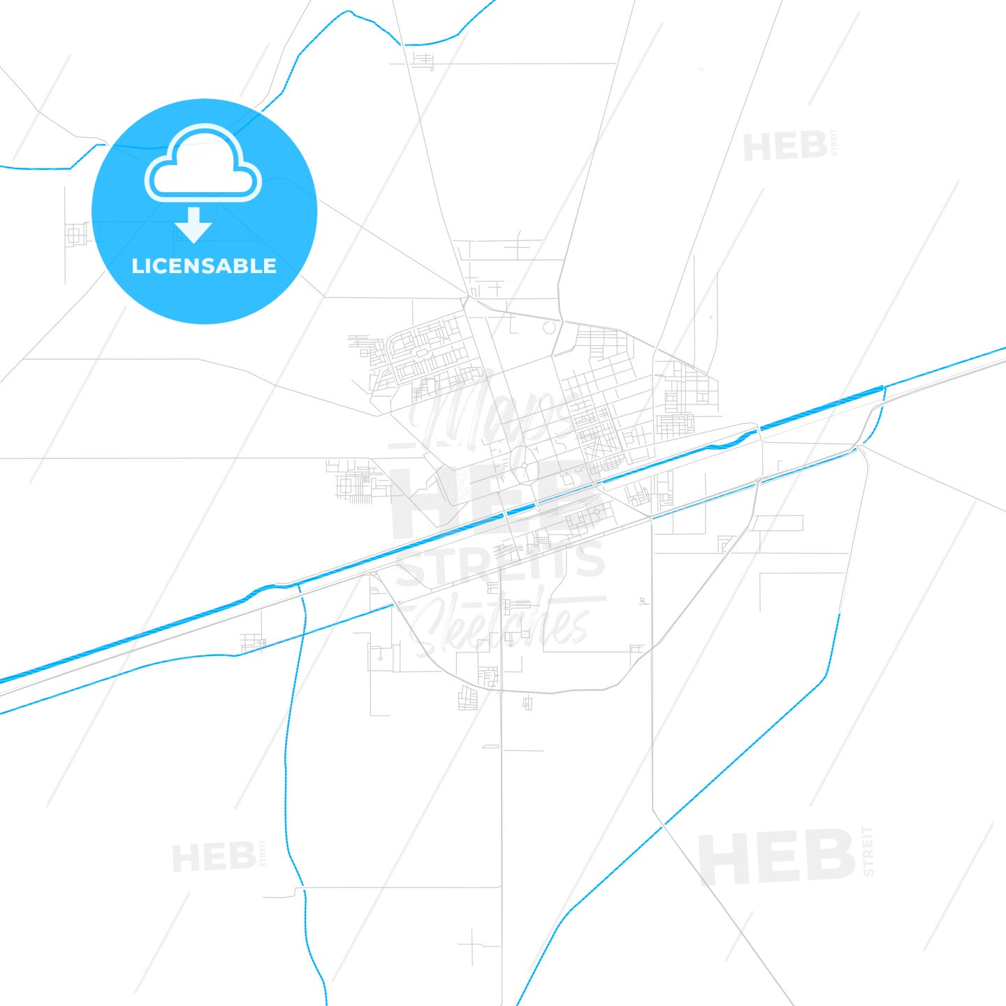 Sahiwal, Pakistan PDF vector map with water in focus