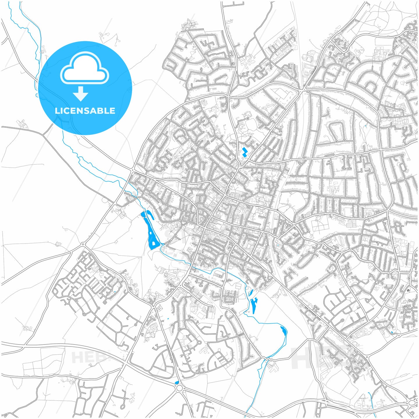 Saint Albans, East of England, England, city map with high quality roads.