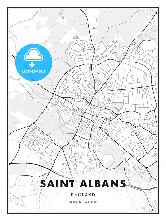Saint Albans, England, Modern Print Template in Various Formats - HEBSTREITS Sketches