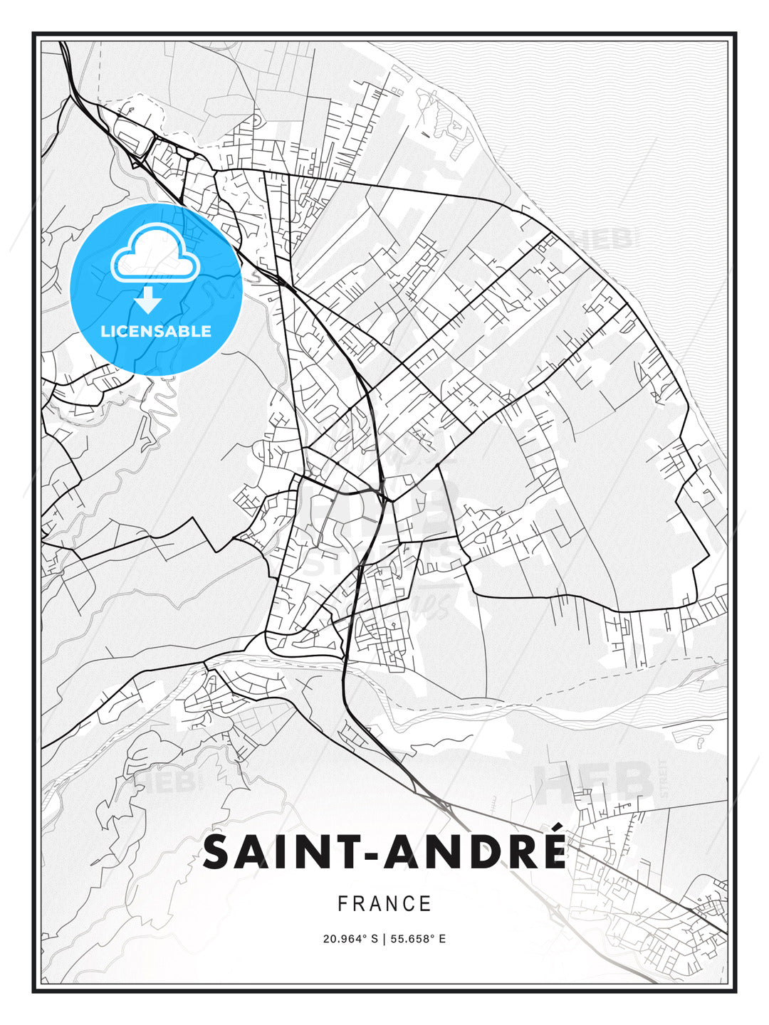 Saint-André, France, Modern Print Template in Various Formats - HEBSTREITS Sketches