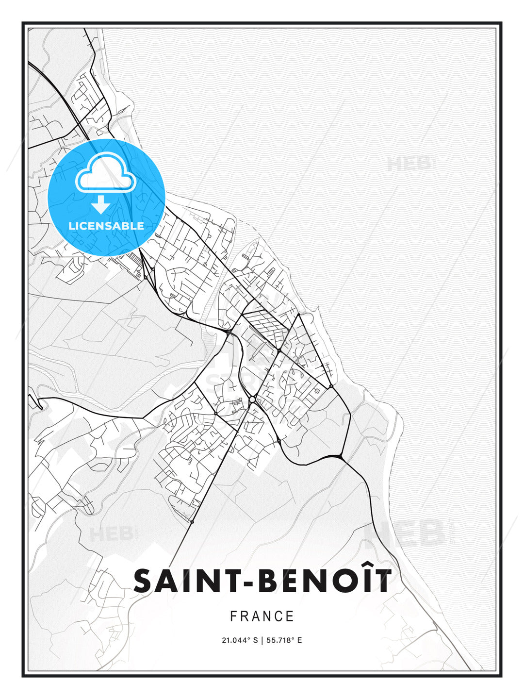 Saint-Benoît, France, Modern Print Template in Various Formats - HEBSTREITS Sketches