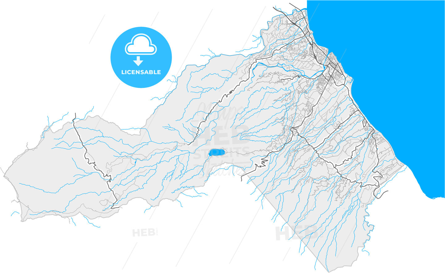 Saint-Benoît, Réunion, France, high quality vector map