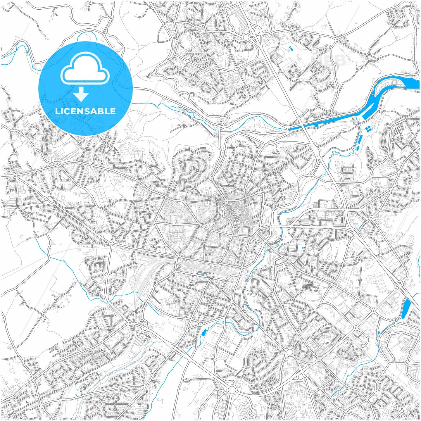 Saint-Brieuc, Côtes-d Armor, France, city map with high quality roads.