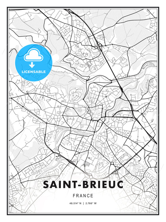 Saint-Brieuc, France, Modern Print Template in Various Formats - HEBSTREITS Sketches