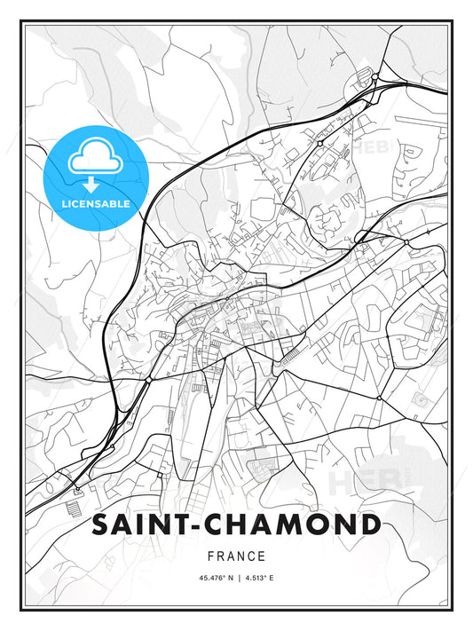 Saint-Chamond, France, Modern Print Template in Various Formats - HEBSTREITS Sketches
