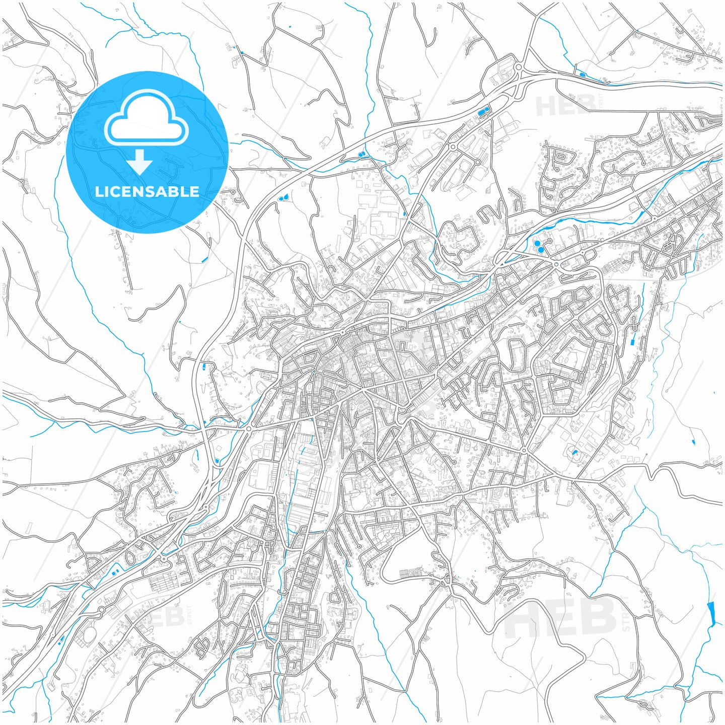 Saint-Chamond, Loire, France, city map with high quality roads.