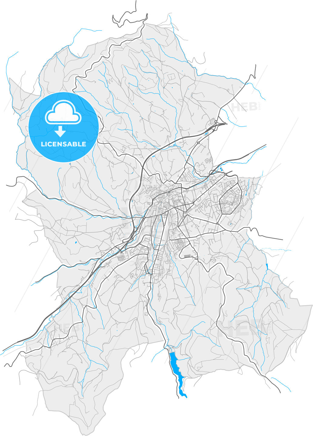 Saint-Chamond, Loire, France, high quality vector map