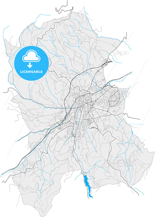 Saint-Chamond, Loire, France, high quality vector map