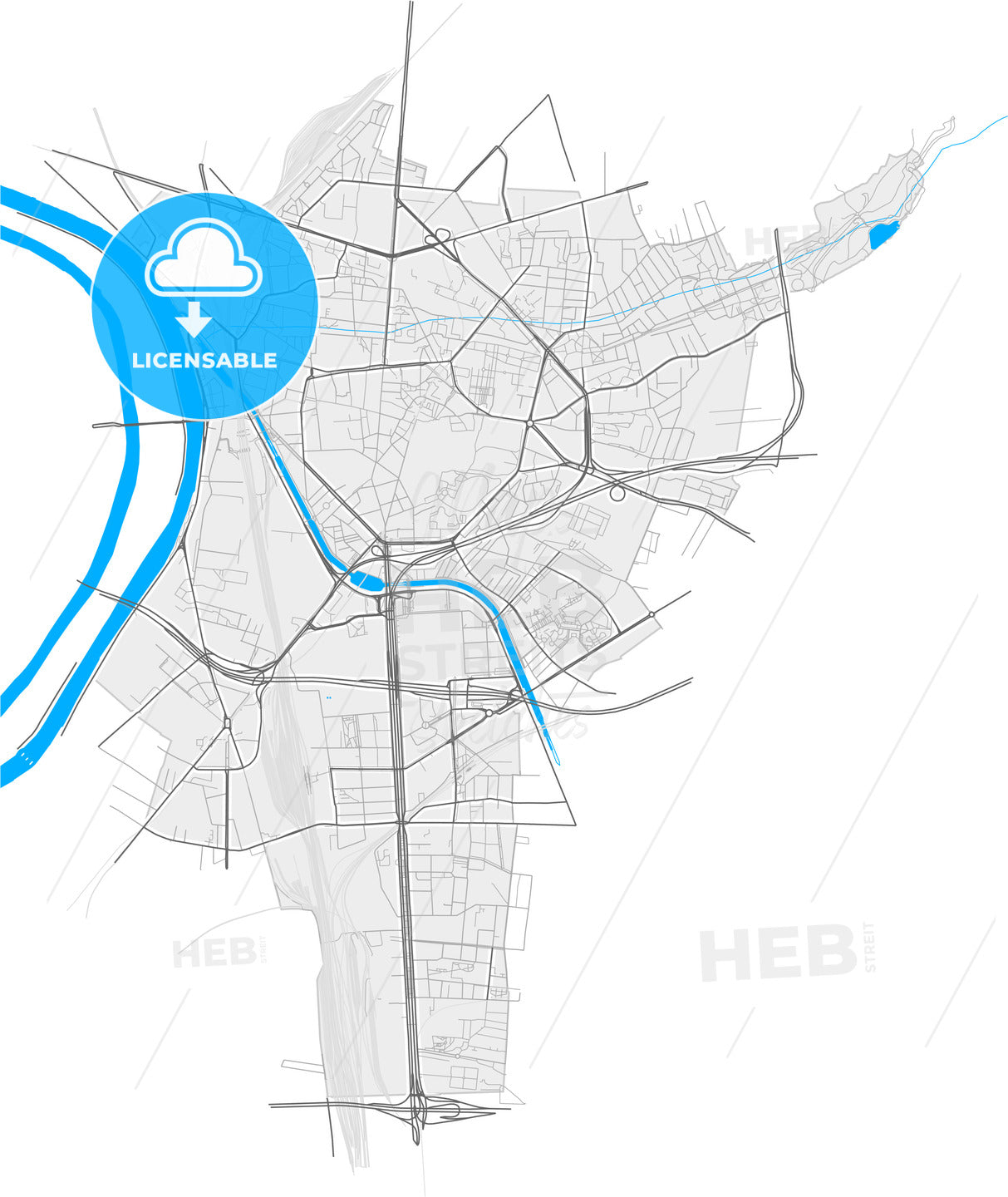 Saint-Denis, Réunion, France, high quality vector map