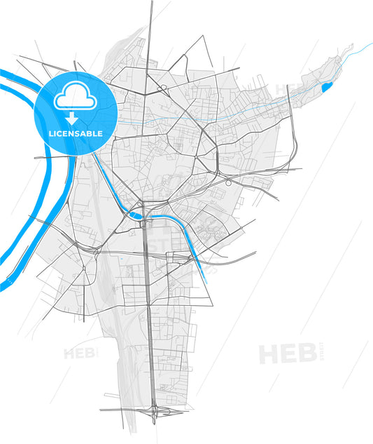 Saint-Denis, Seine-Saint-Denis, France, high quality vector map