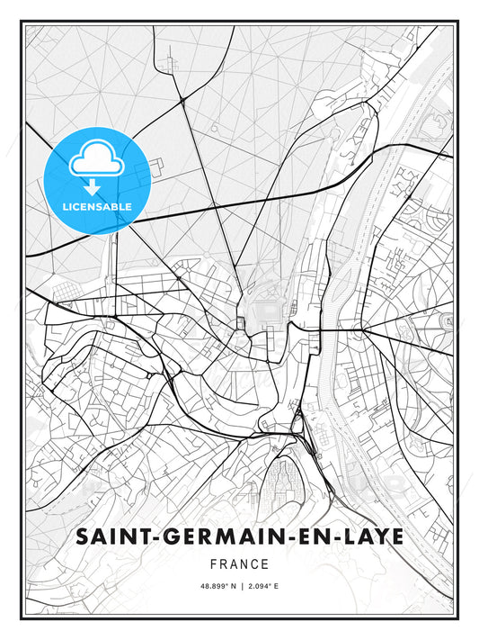 Saint-Germain-en-Laye, France, Modern Print Template in Various Formats - HEBSTREITS Sketches
