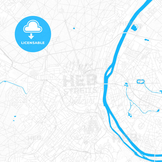 Saint-Germain-en-Laye, France PDF vector map with water in focus