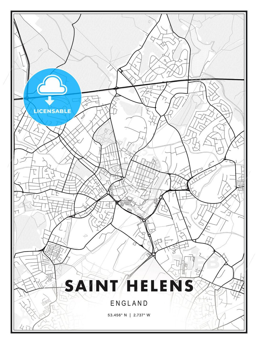 Saint Helens, England, Modern Print Template in Various Formats - HEBSTREITS Sketches