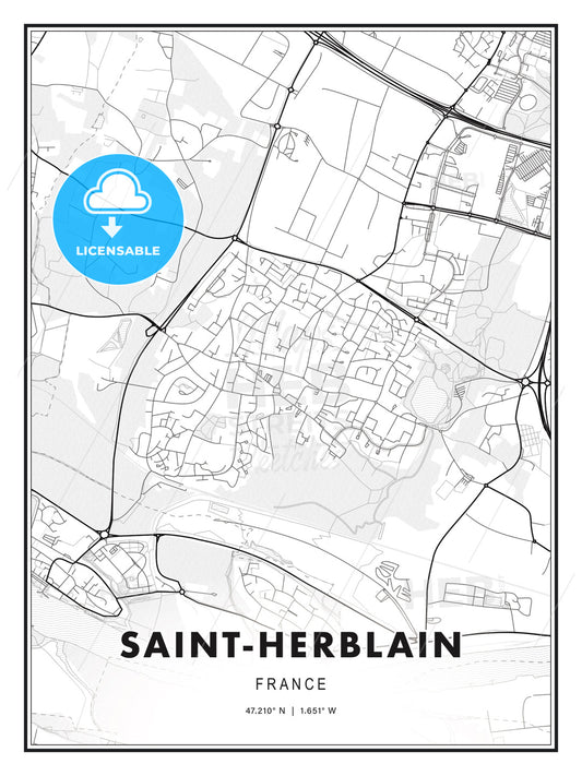Saint-Herblain, France, Modern Print Template in Various Formats - HEBSTREITS Sketches