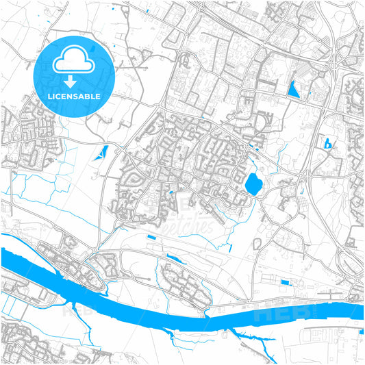 Saint-Herblain, Loire-Atlantique, France, city map with high quality roads.