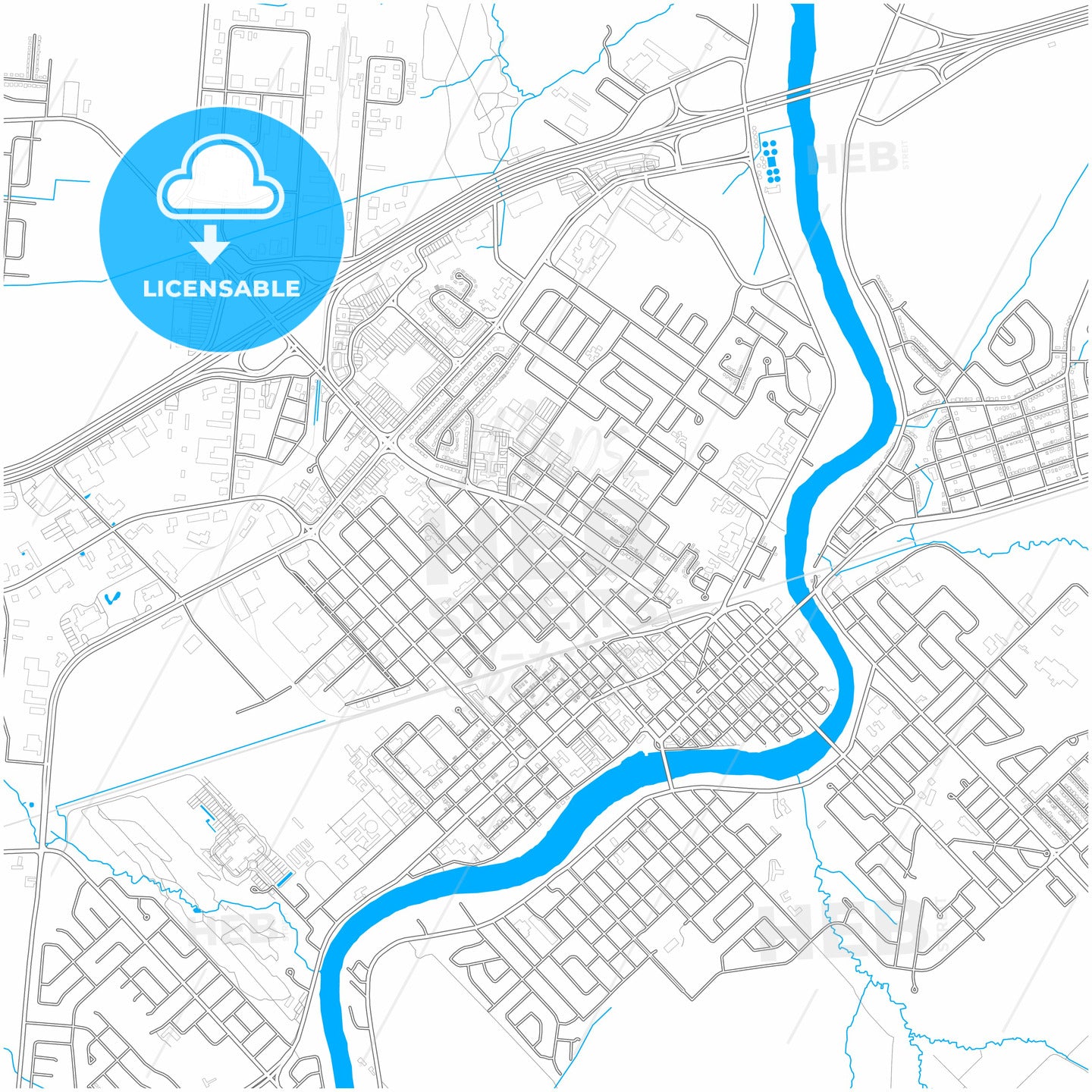 Saint-Hyacinthe, Quebec, Canada, city map with high quality roads.