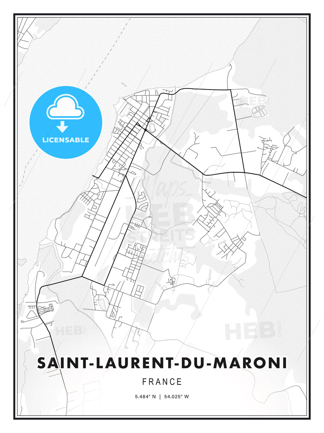 Saint-Laurent-du-Maroni, France, Modern Print Template in Various Formats - HEBSTREITS Sketches