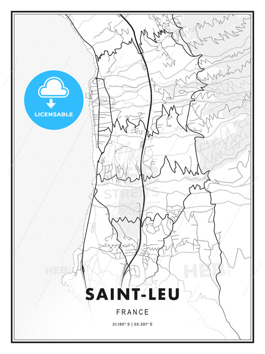 Saint-Leu, France, Modern Print Template in Various Formats - HEBSTREITS Sketches