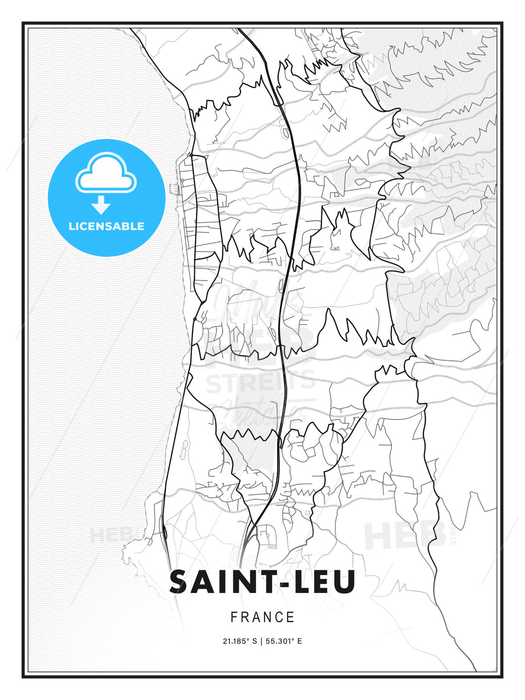 Saint-Leu, France, Modern Print Template in Various Formats - HEBSTREITS Sketches