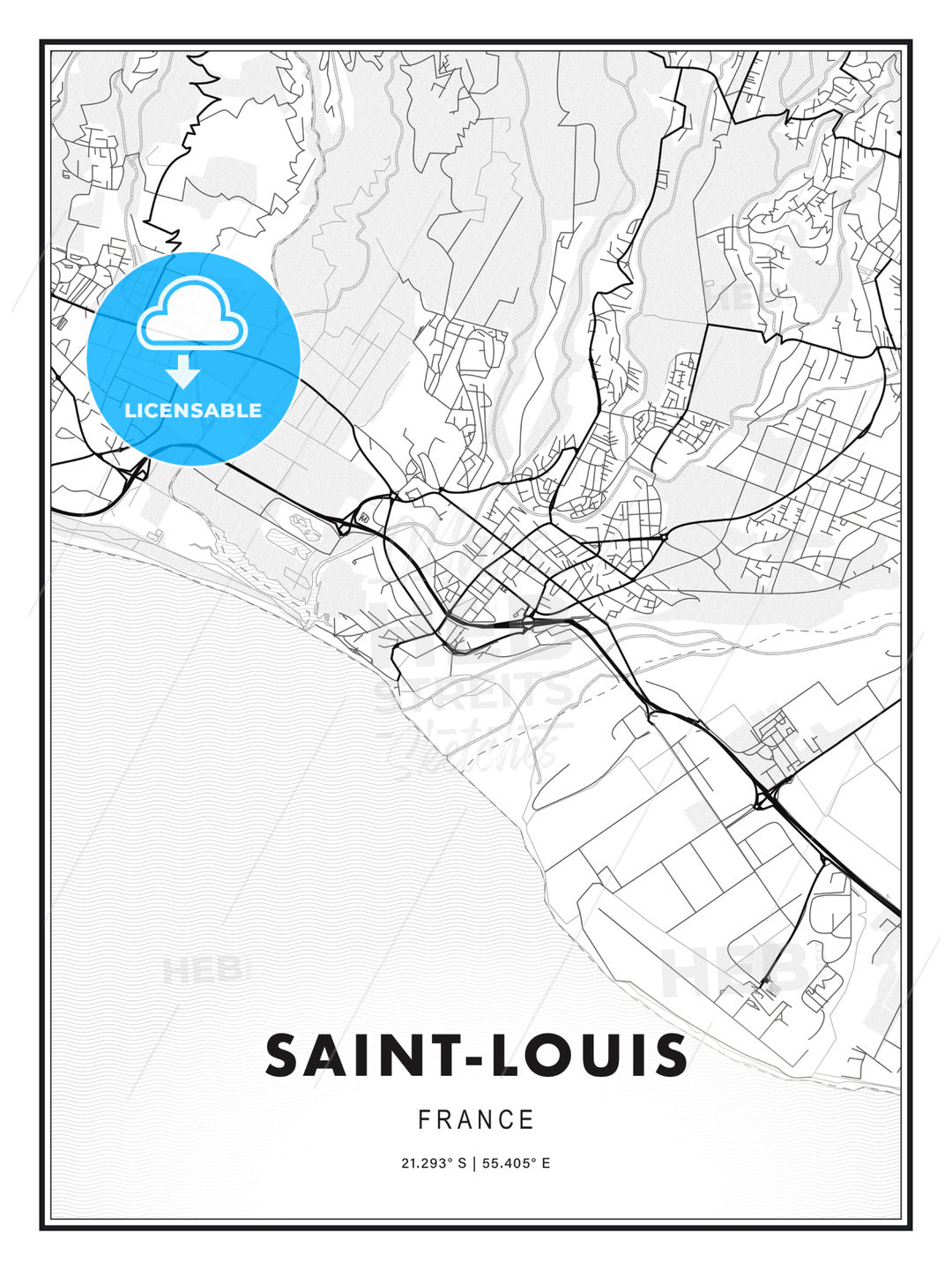 Saint-Louis, France, Modern Print Template in Various Formats - HEBSTREITS Sketches