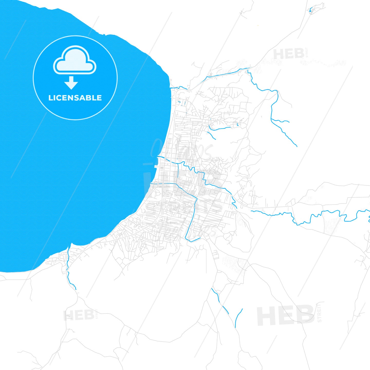 Saint-Marc, Haiti PDF vector map with water in focus