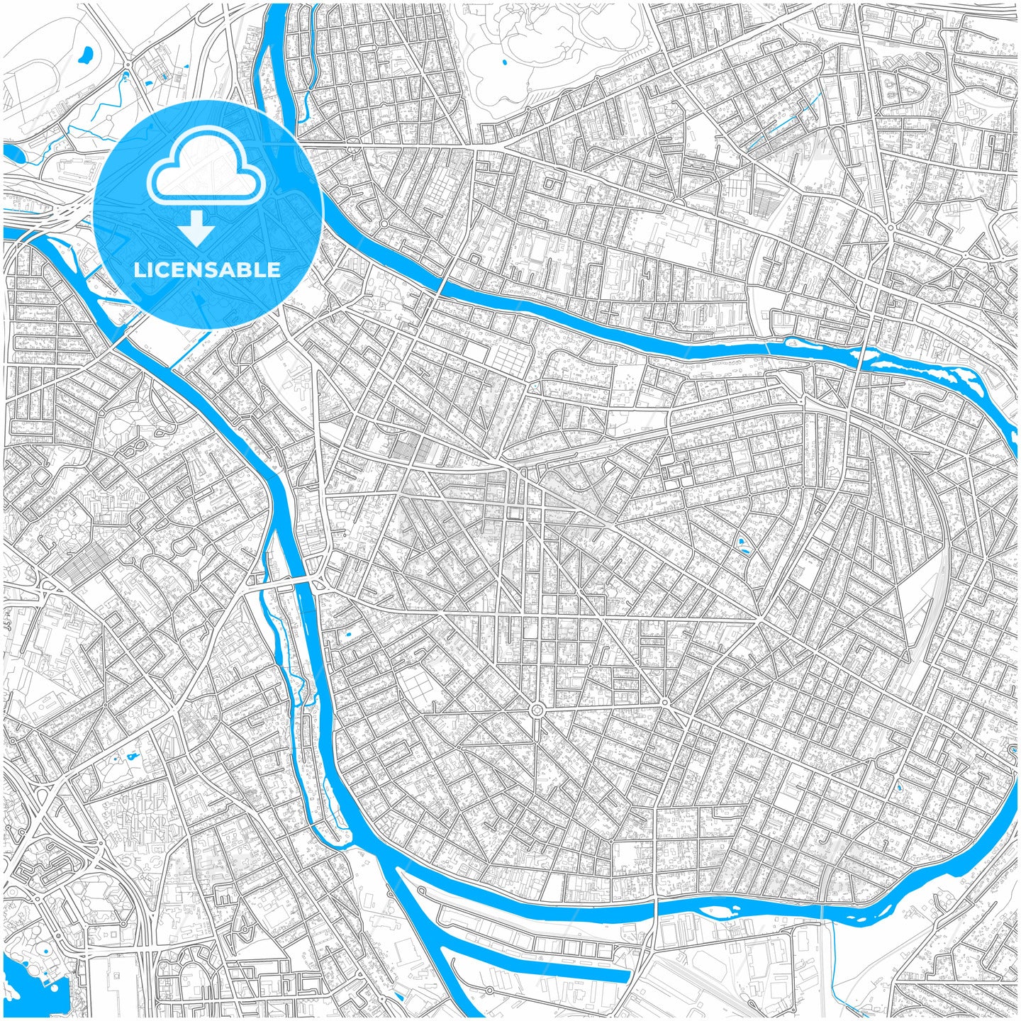 Saint-Maur-des-Fossés, Val-de-Marne, France, city map with high quality roads.