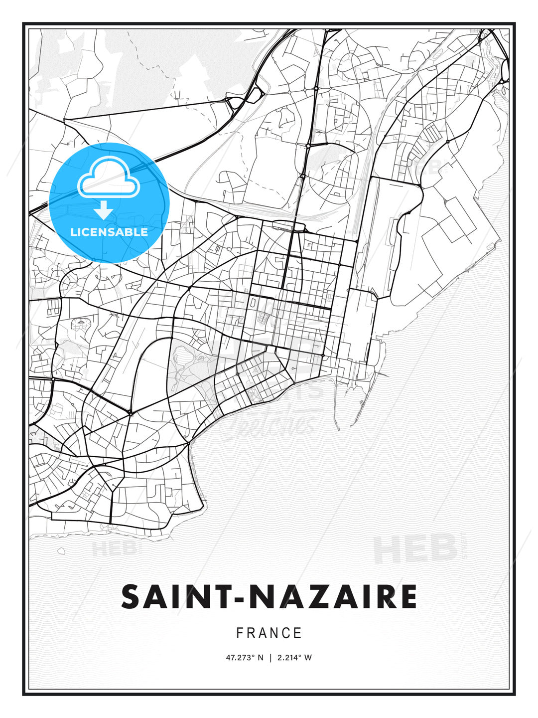 Saint-Nazaire, France, Modern Print Template in Various Formats - HEBSTREITS Sketches