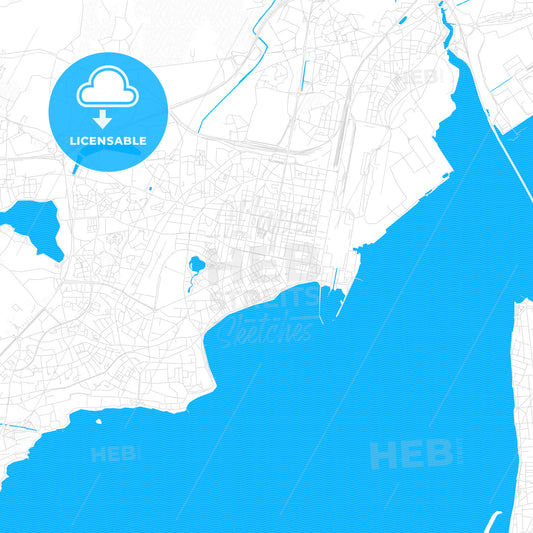 Saint-Nazaire, France PDF vector map with water in focus