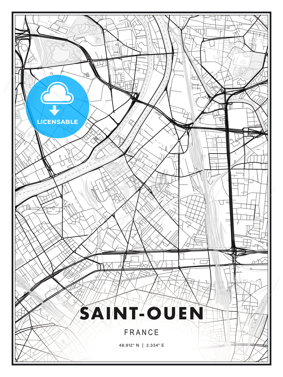 Saint-Ouen, France, Modern Print Template in Various Formats - HEBSTREITS Sketches