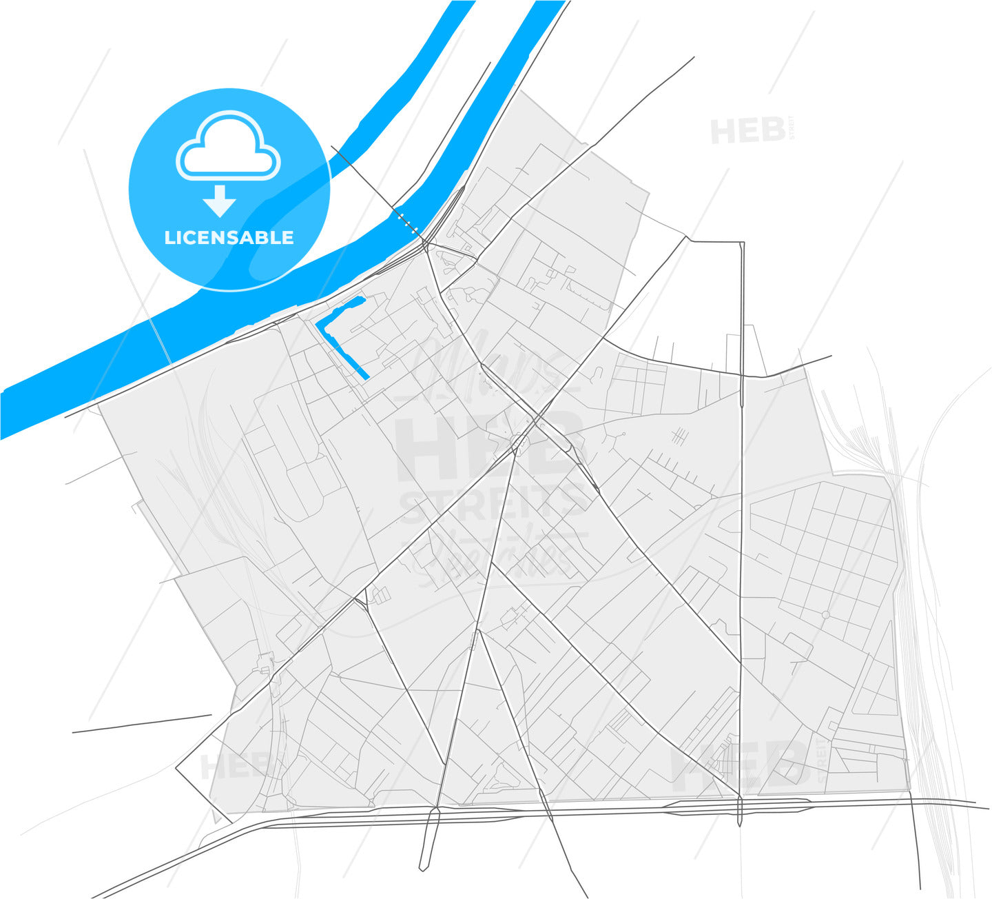 Saint-Ouen, Seine-Saint-Denis, France, high quality vector map