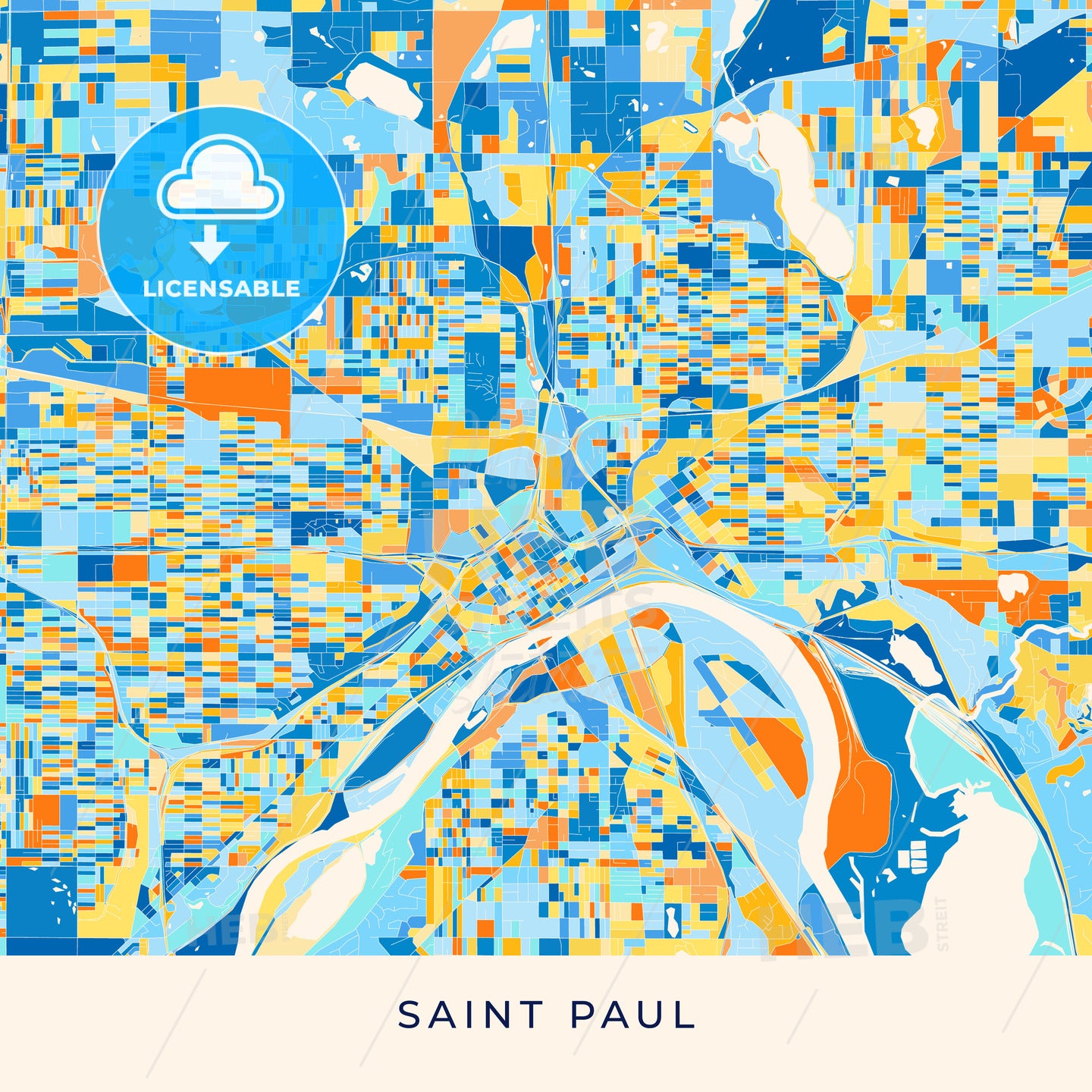 Saint Paul colorful map poster template