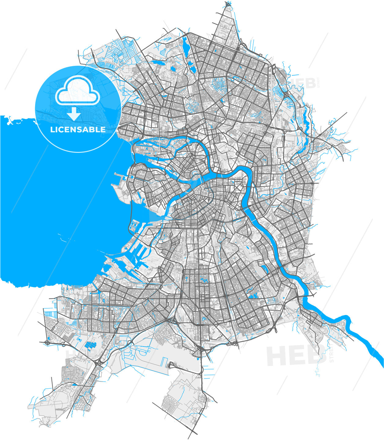 Saint Petersburg, Saint Petersburg , Russia, high quality vector map