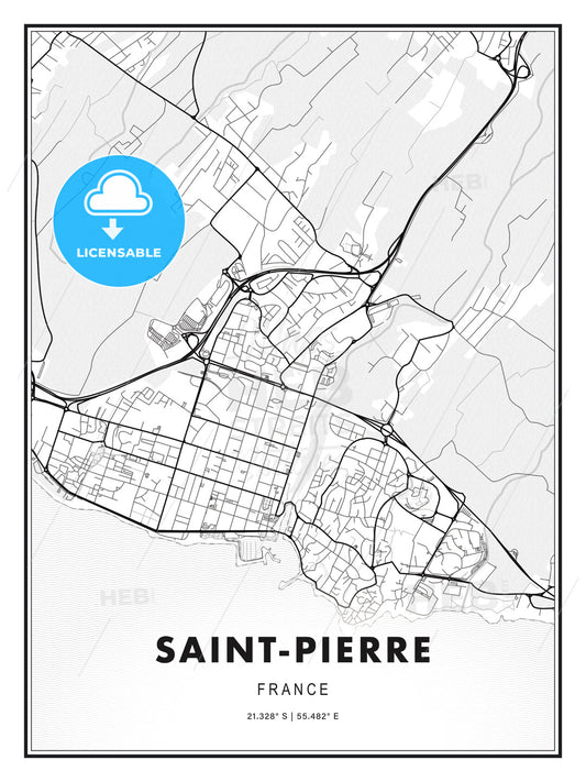 Saint-Pierre, France, Modern Print Template in Various Formats - HEBSTREITS Sketches
