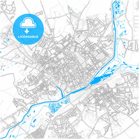 Saint-Quentin, Aisne, France, city map with high quality roads.