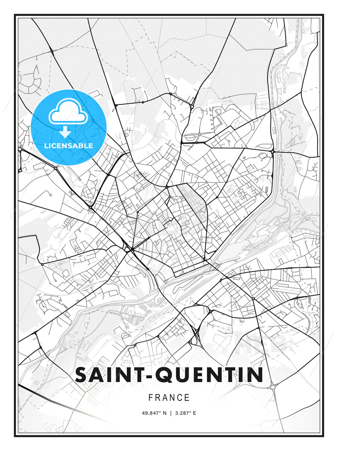 Saint-Quentin, France, Modern Print Template in Various Formats - HEBSTREITS Sketches