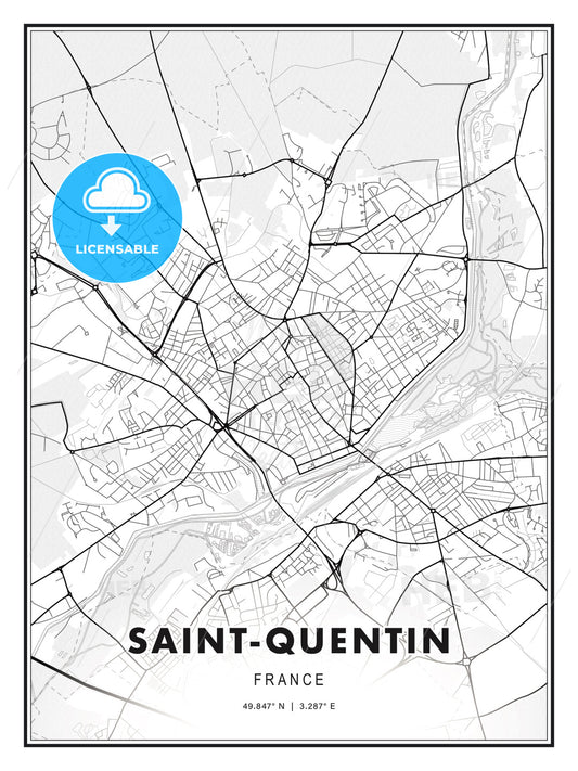 Saint-Quentin, France, Modern Print Template in Various Formats - HEBSTREITS Sketches