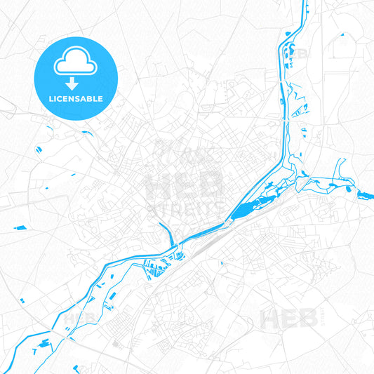 Saint-Quentin, France PDF vector map with water in focus