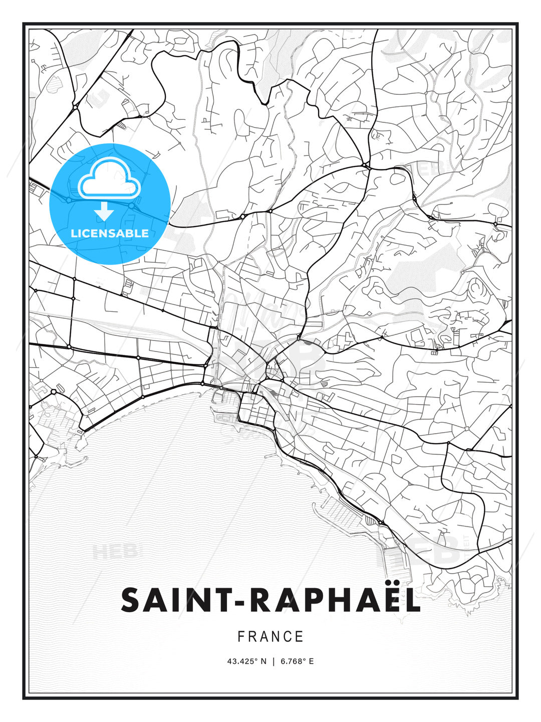 Saint-Raphaël, France, Modern Map Print Template in Various Formats ...