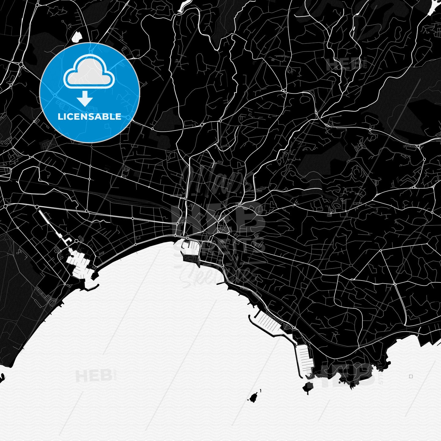 Saint Raphael Maps Saint-Raphaël, France Pdf Vector Map Black And White – HEBSTREITS
