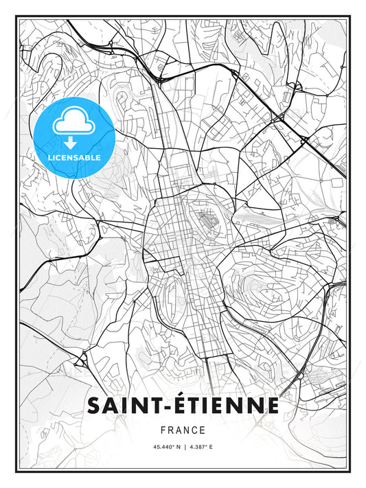 Saint-Étienne, France, Modern Print Template in Various Formats - HEBSTREITS Sketches