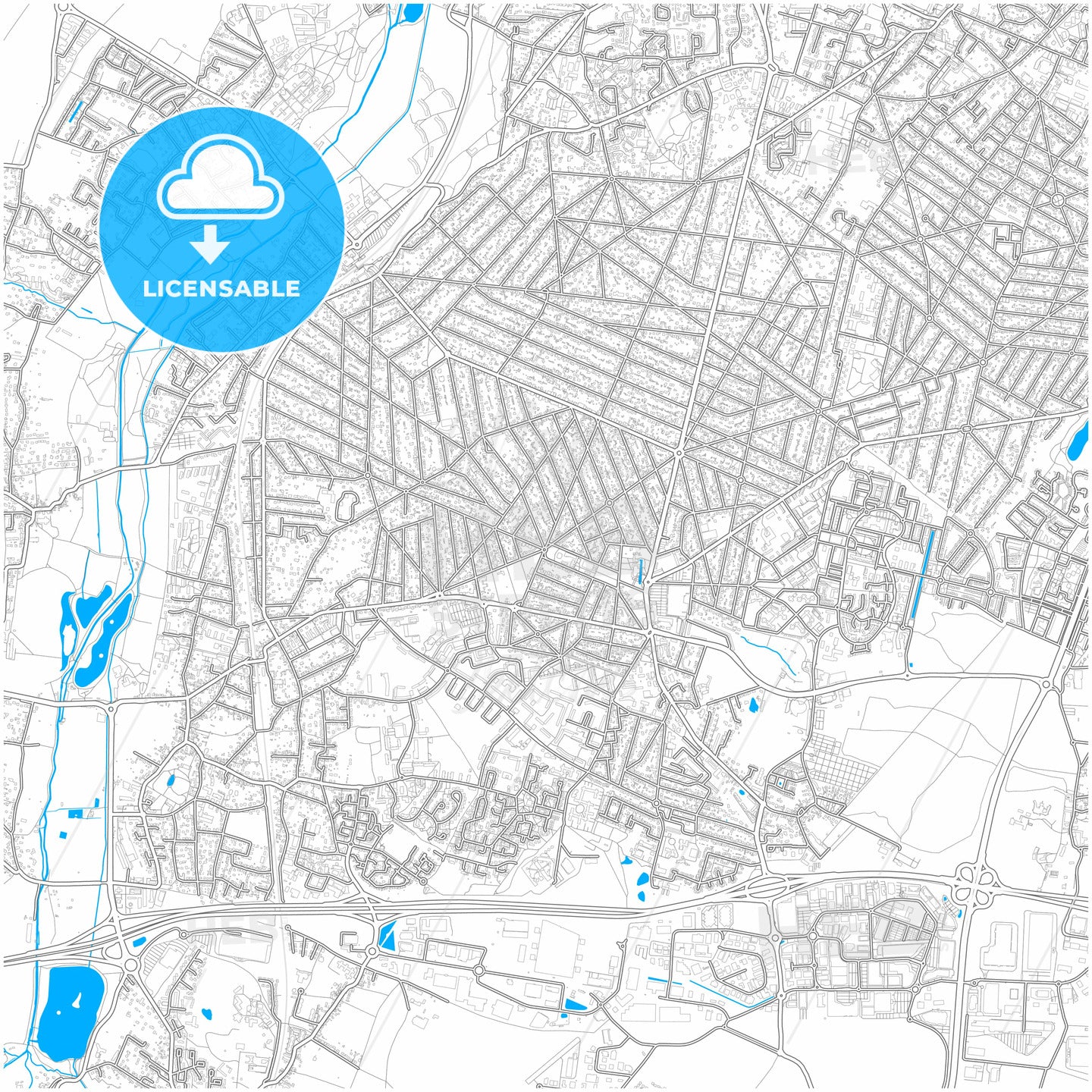 Sainte-Geneviève-des-Bois, Essonne, France, city map with high quality roads.