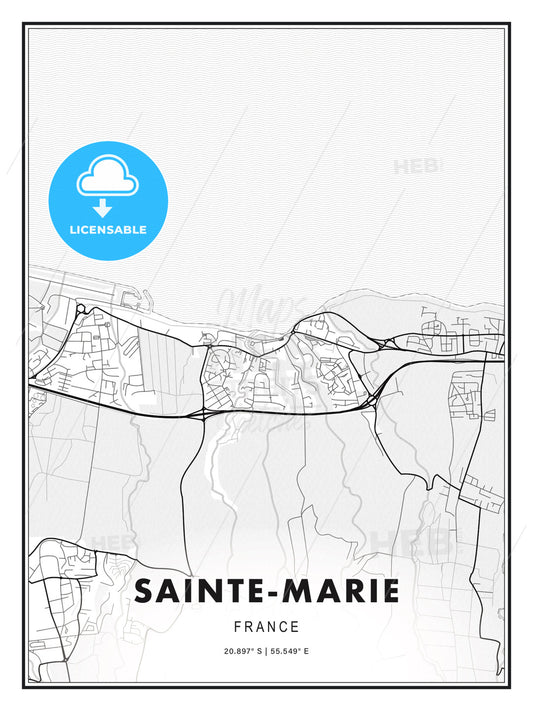 Sainte-Marie, France, Modern Print Template in Various Formats - HEBSTREITS Sketches