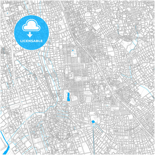 Saitama, Saitama, Japan, city map with high quality roads.